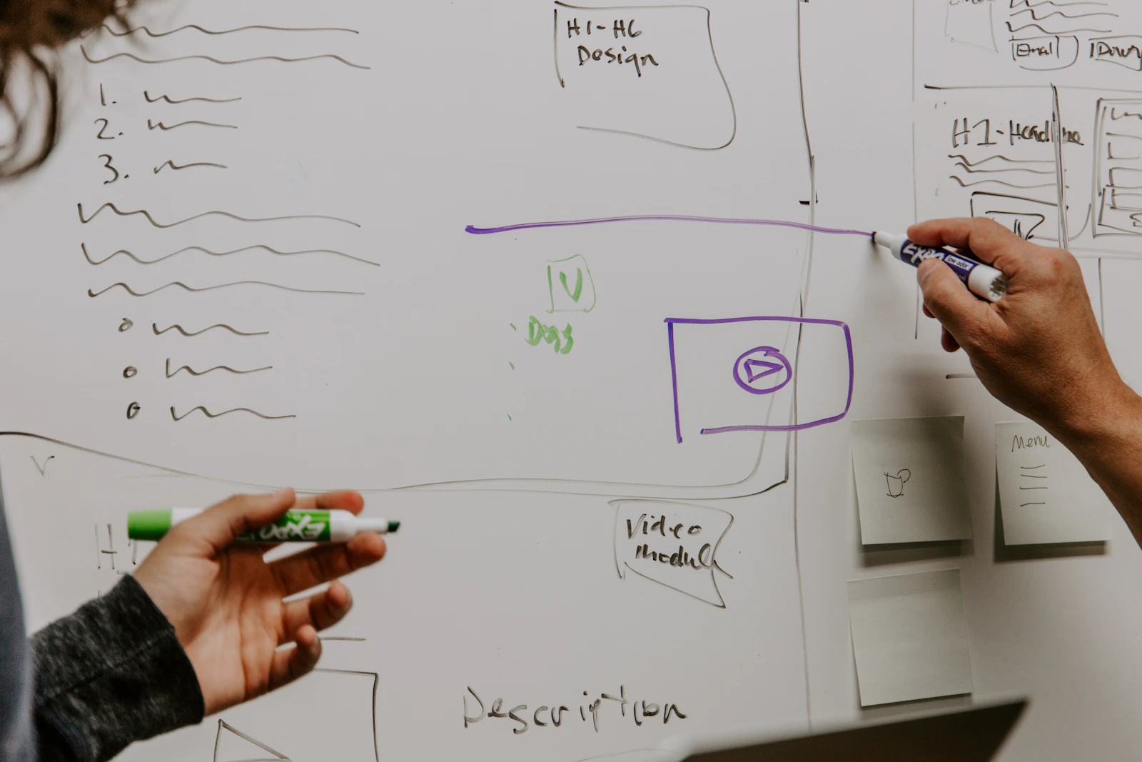 A manager coaching a team member during a working session.